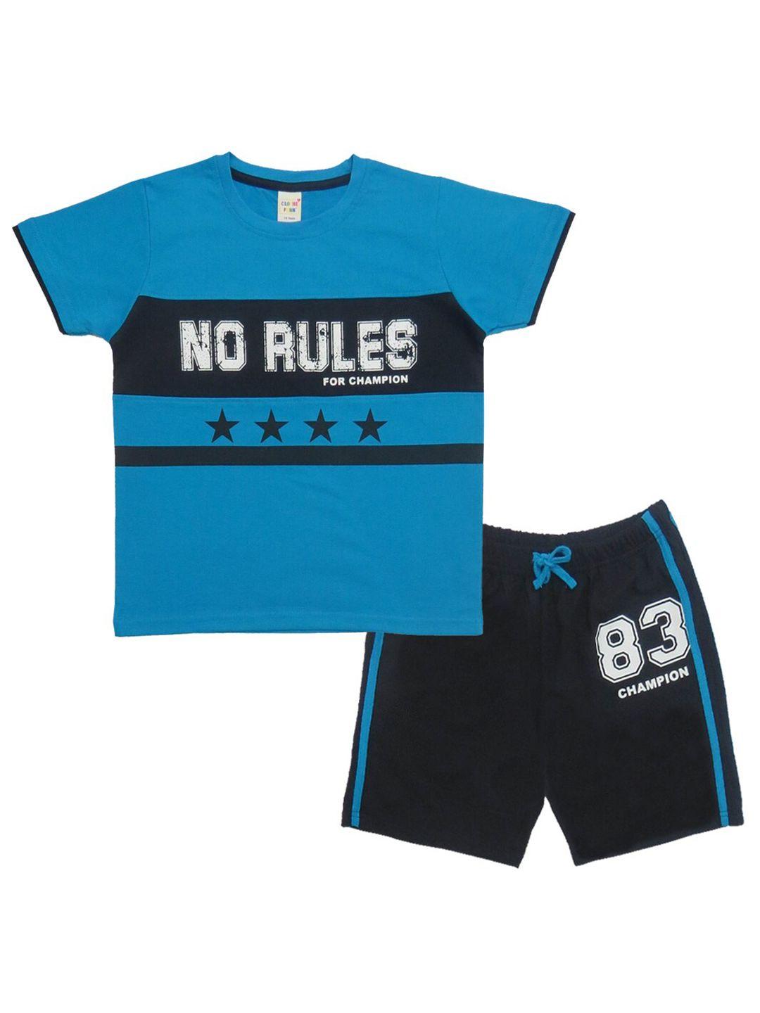 Clothe Funn Boys Printed Pure Cotton T-shirt With Shorts
