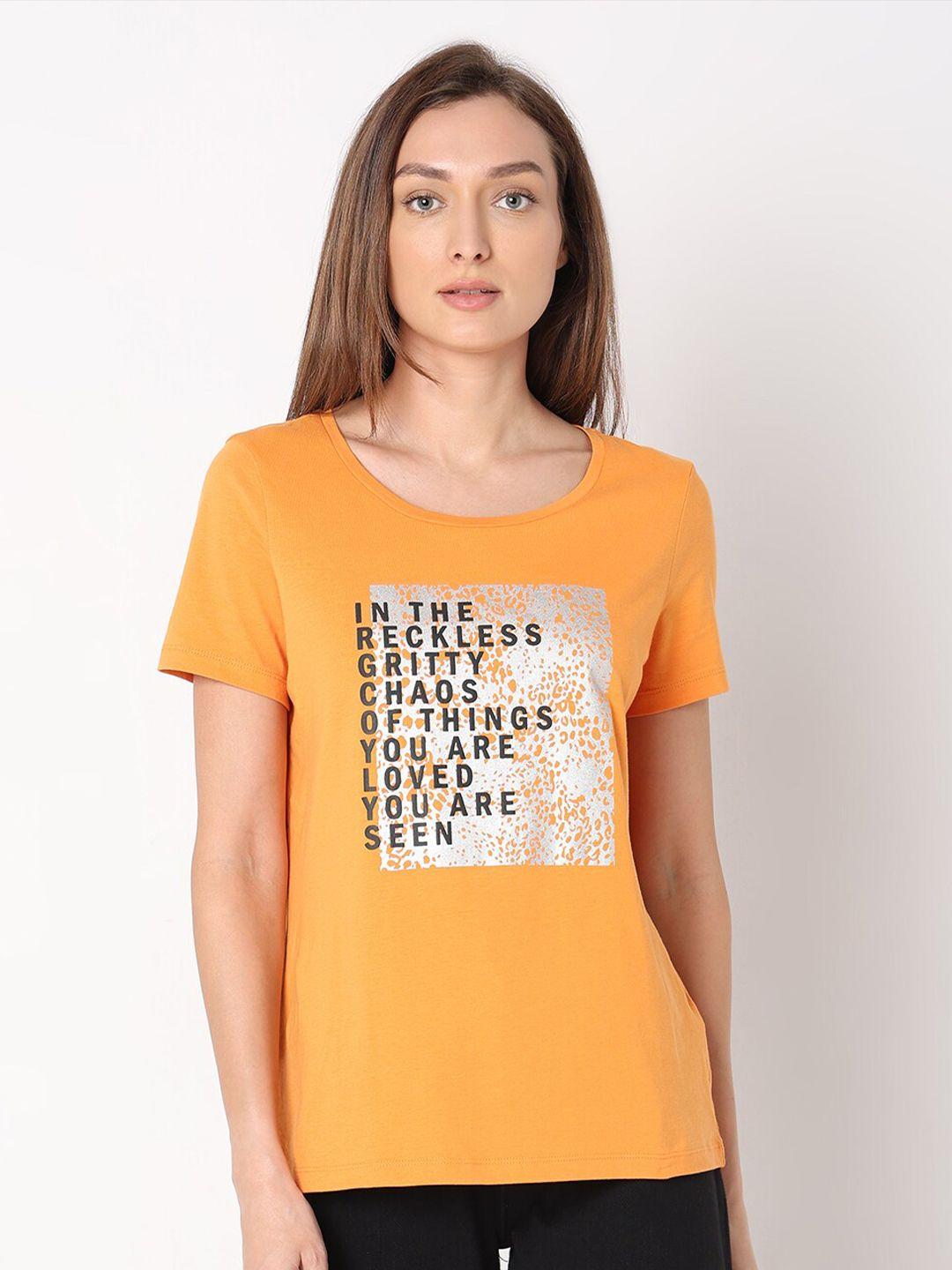 Vero Moda Typography Printed Round Neck Pure Cotton T-shirt