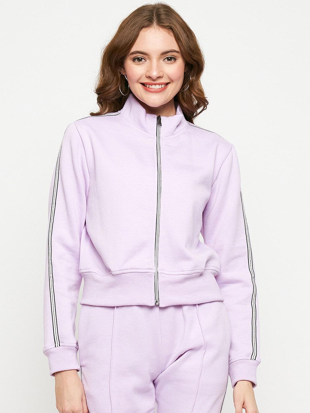BRINNS Women Lavender Fleece Open Front Jacket