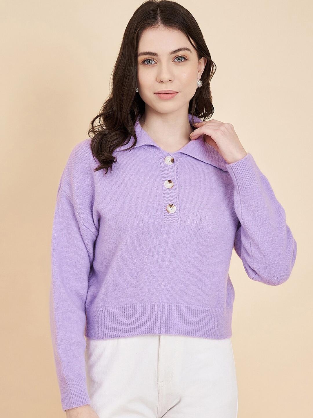BROOWL Women Purple Woollen Pullover