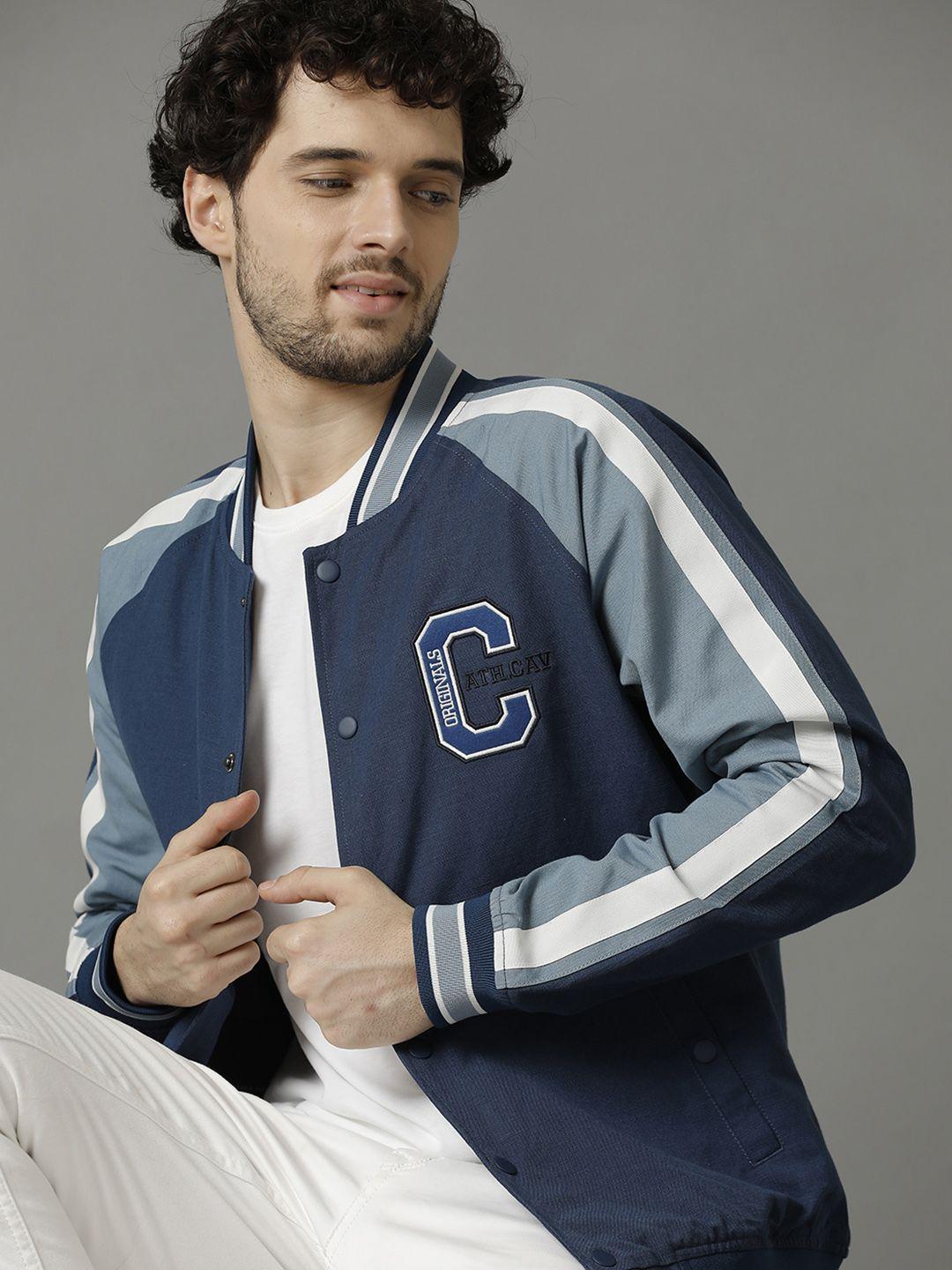 cavallo-by-linen-club-colourblocked-cotton-&linen-lightweight-antimicrobial-varsity-jacket