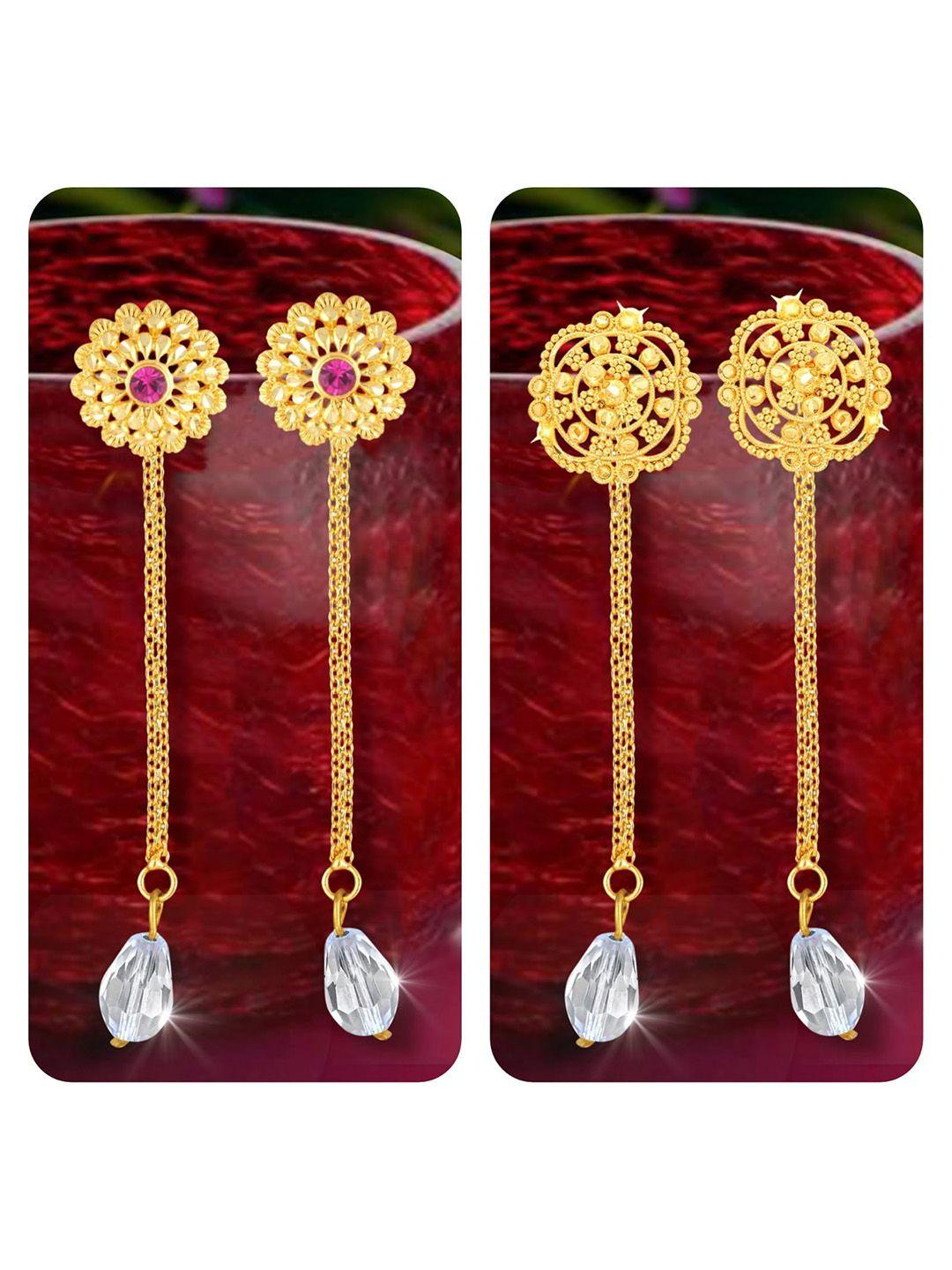 vighnaharta-set-of-2-gold-plated-crystals-studded-drop-earrings
