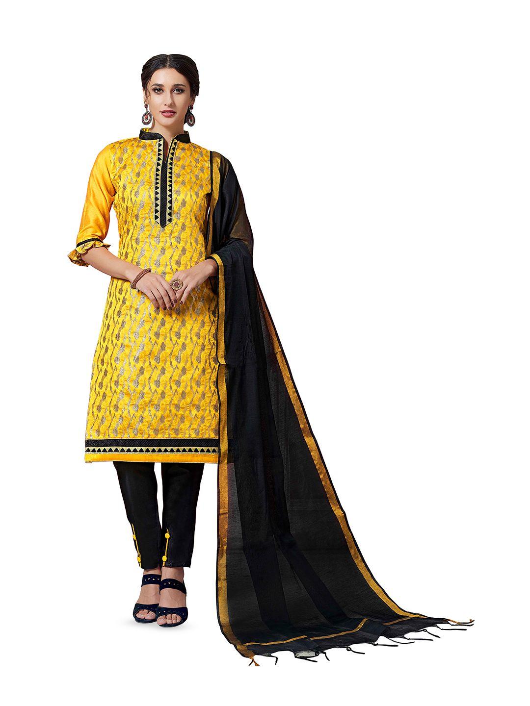 MANVAA Yellow Unstitched Dress Material