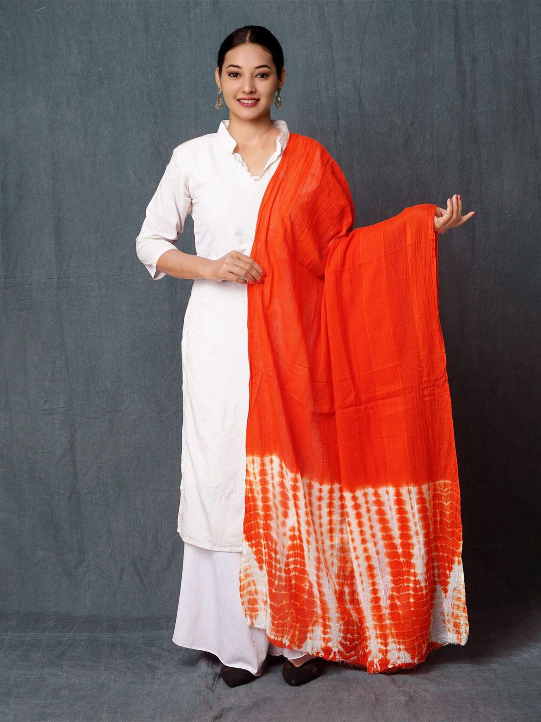 unnati-silks-orange-&-white-printed-pure-cotton-tie-and-dye-dupatta