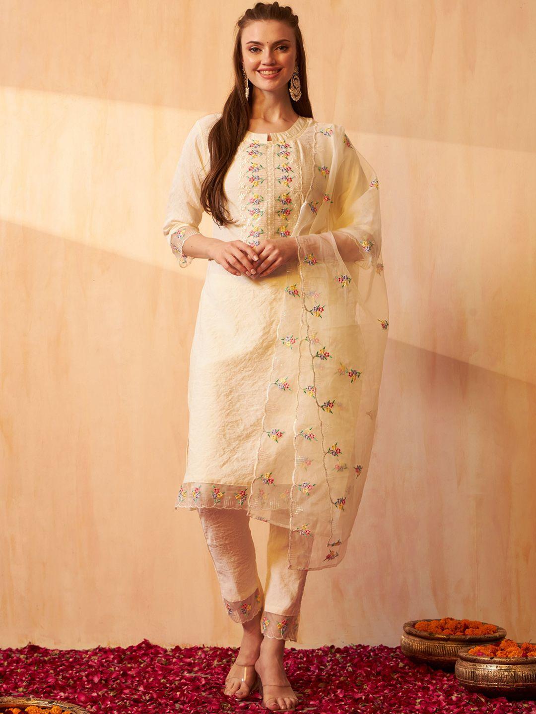 aspora-floral-embroidered-straight-kurta-with-trousers-&-dupatta
