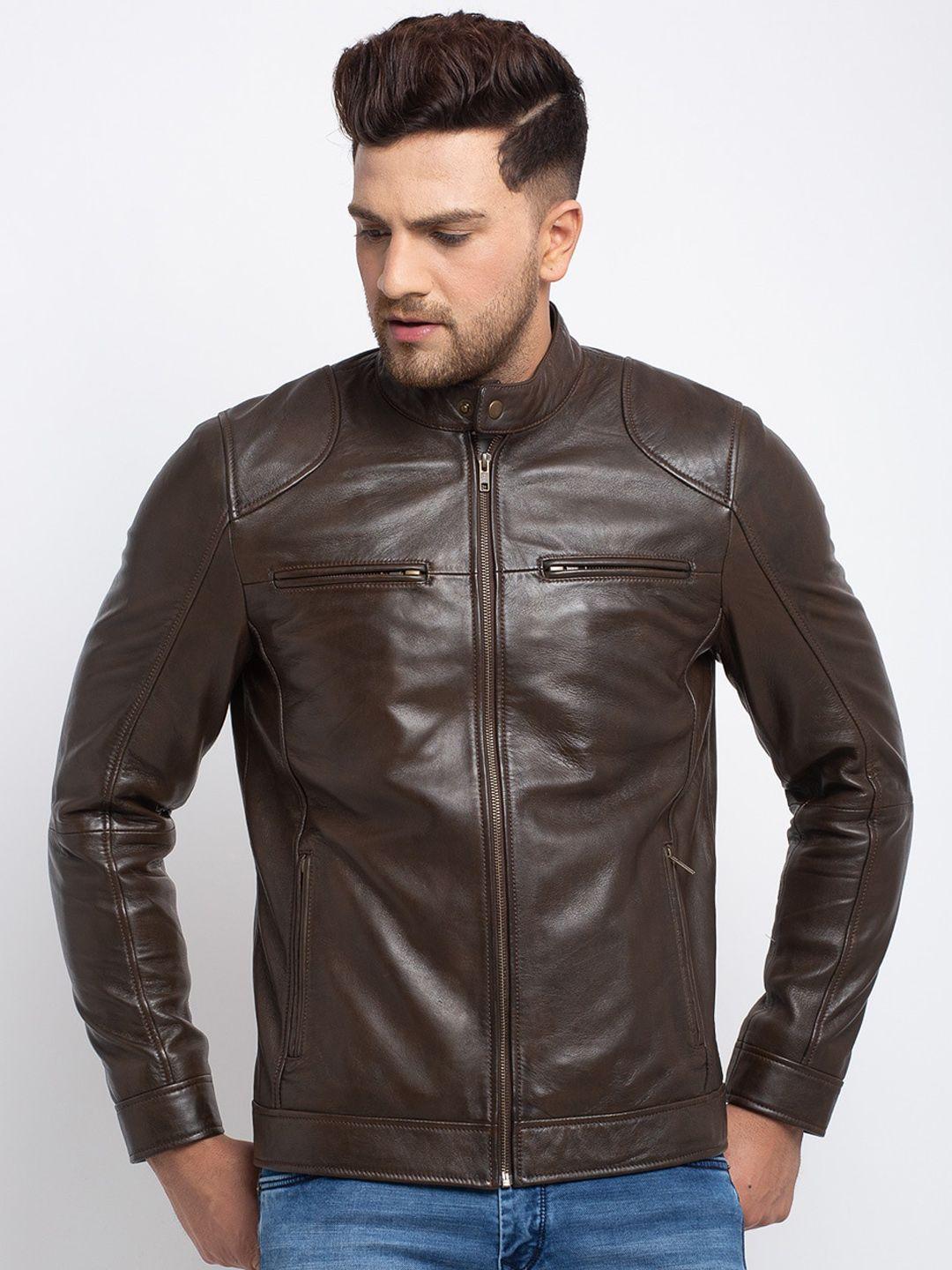 Teakwood Leathers Men Brown Leather Leather Jacket