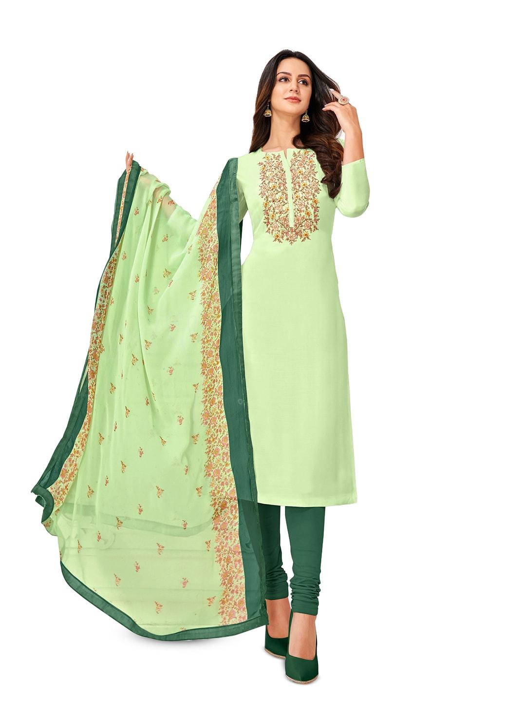 MANVAA Green Embellished Unstitched Dress Material
