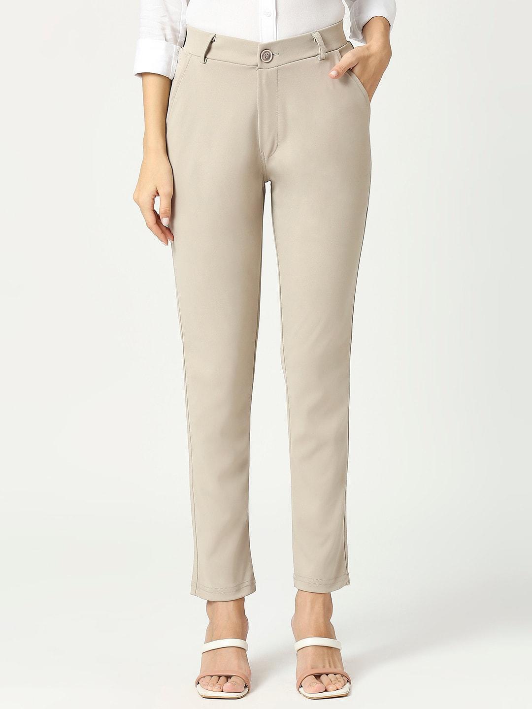 fithub-women-beige-sharp-slim-fit-high-rise-easy-wash-trousers