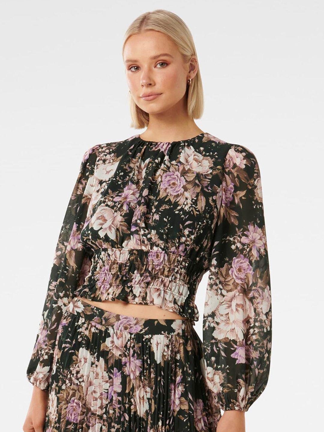 forever-new-multicoloured-floral-print-blouson-crop-top