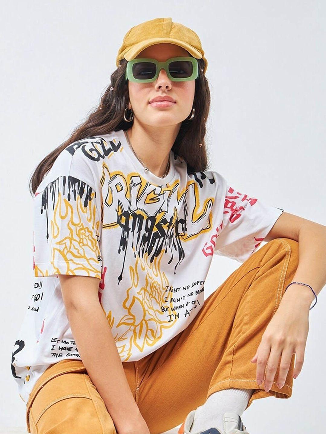 bewakoof-white-typography-printed-drop-shoulder-sleeves-pure-cotton-oversized-t-shirt