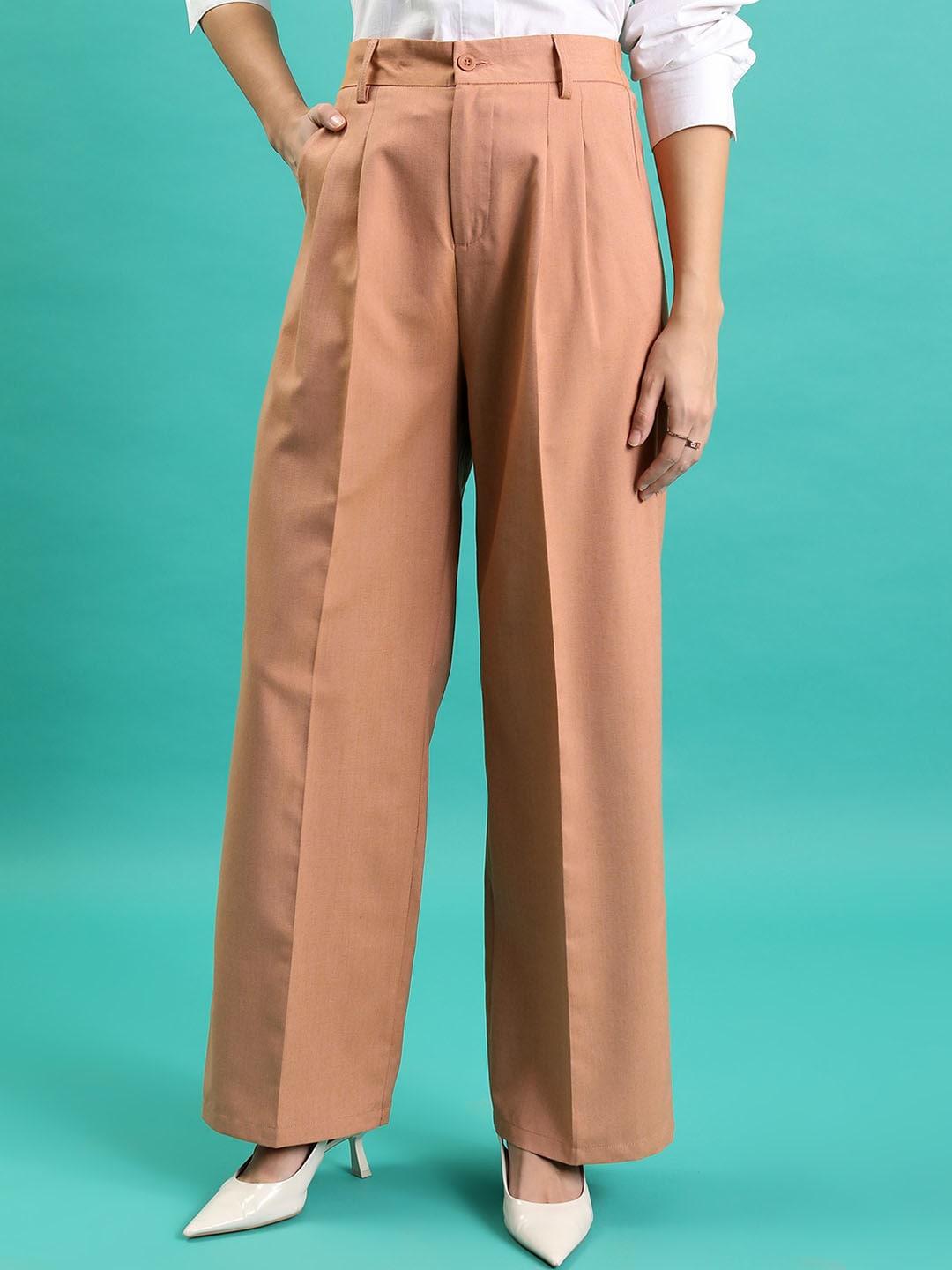 Tokyo Talkies Women Brown High-Rise Parallel Trouser