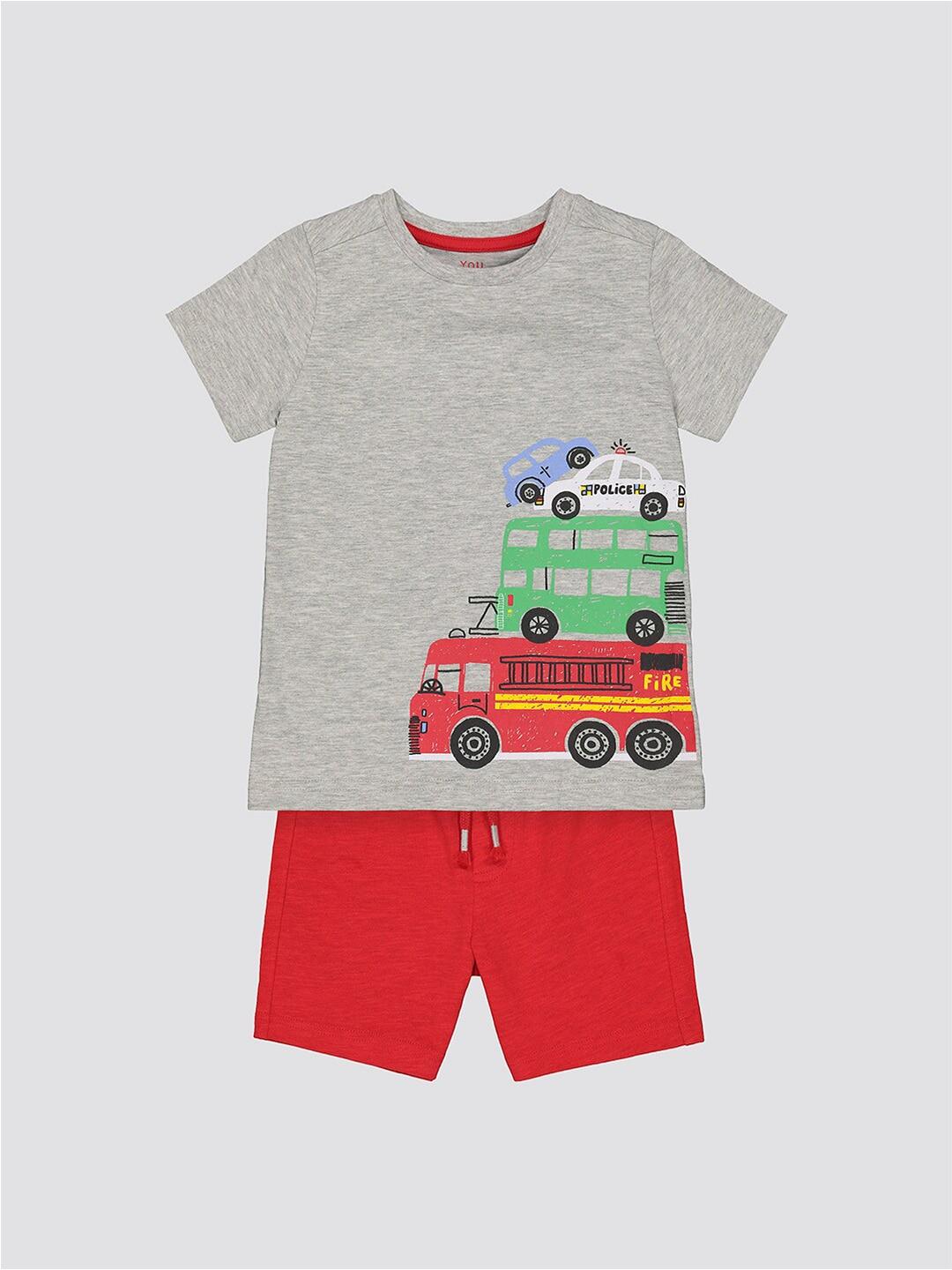 mothercare Boys Red Printed Clothing Set