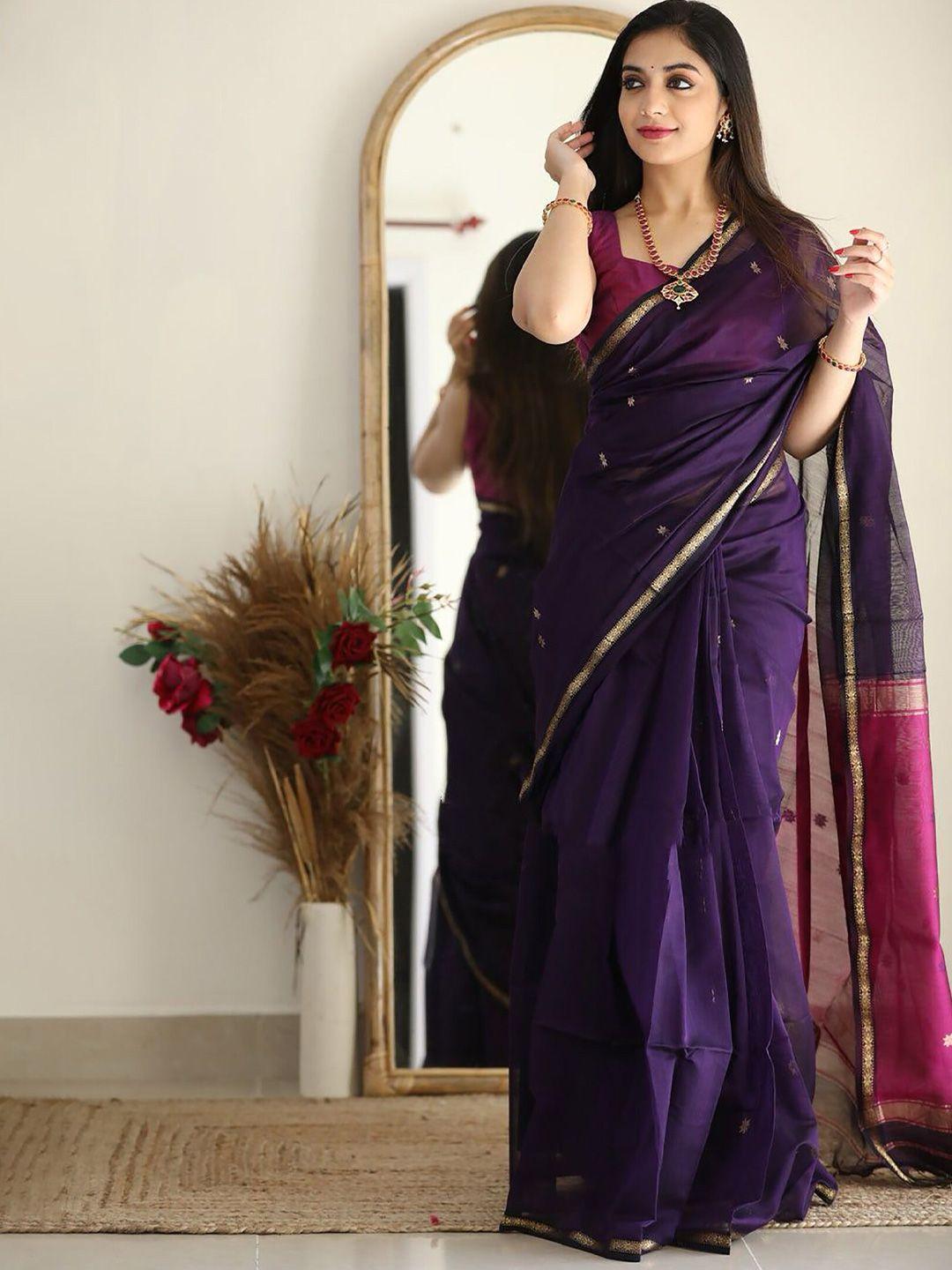 KALINI Purple Silk Blend Designer Kanjeevaram Saree