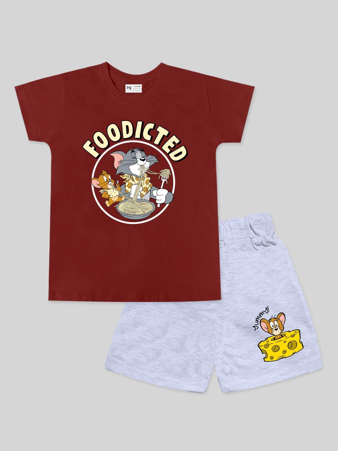 Minute Mirth Boys Tom & Jerry Printed T-shirt With Shorts