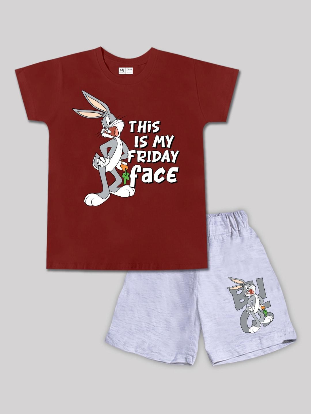 Minute Mirth Boys Looney Tunes Printed Pure Cotton T-shirt With Shorts