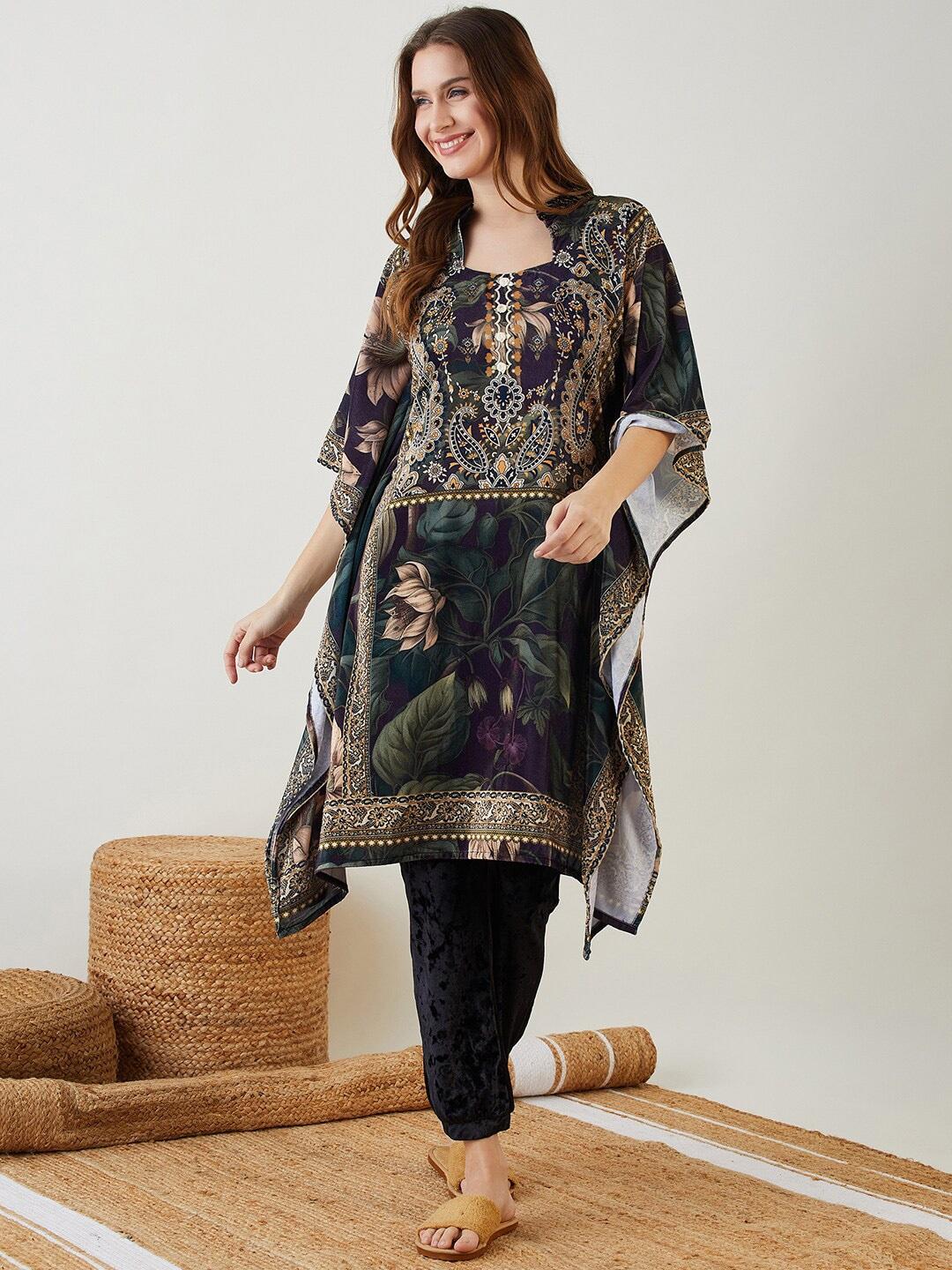 The Kaftan Company Floral Printed Night suit