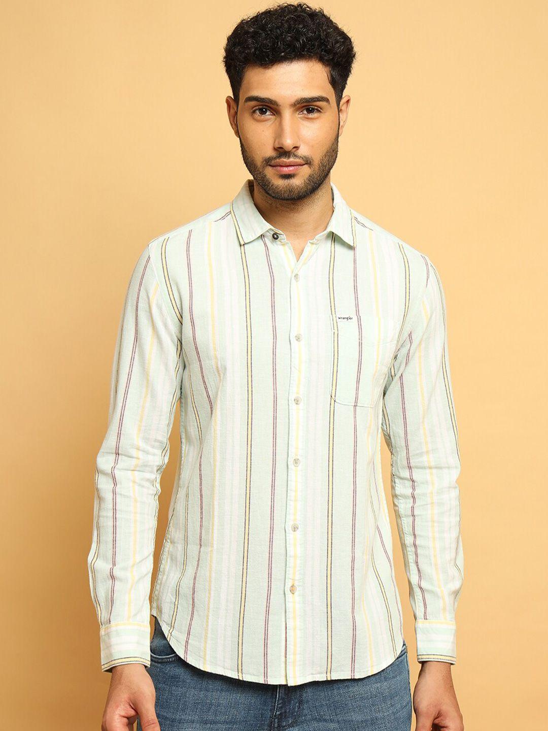 wrangler-vertical-striped-cotton-linen-casual-shirt