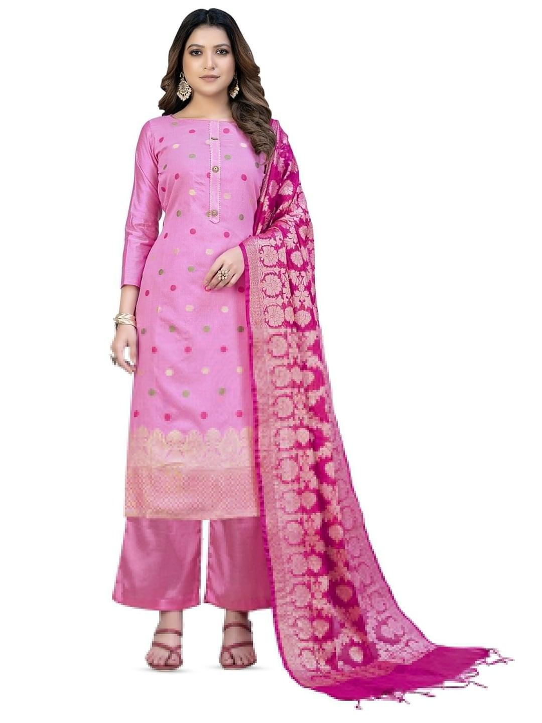 MANVAA Pink Unstitched Dress Material