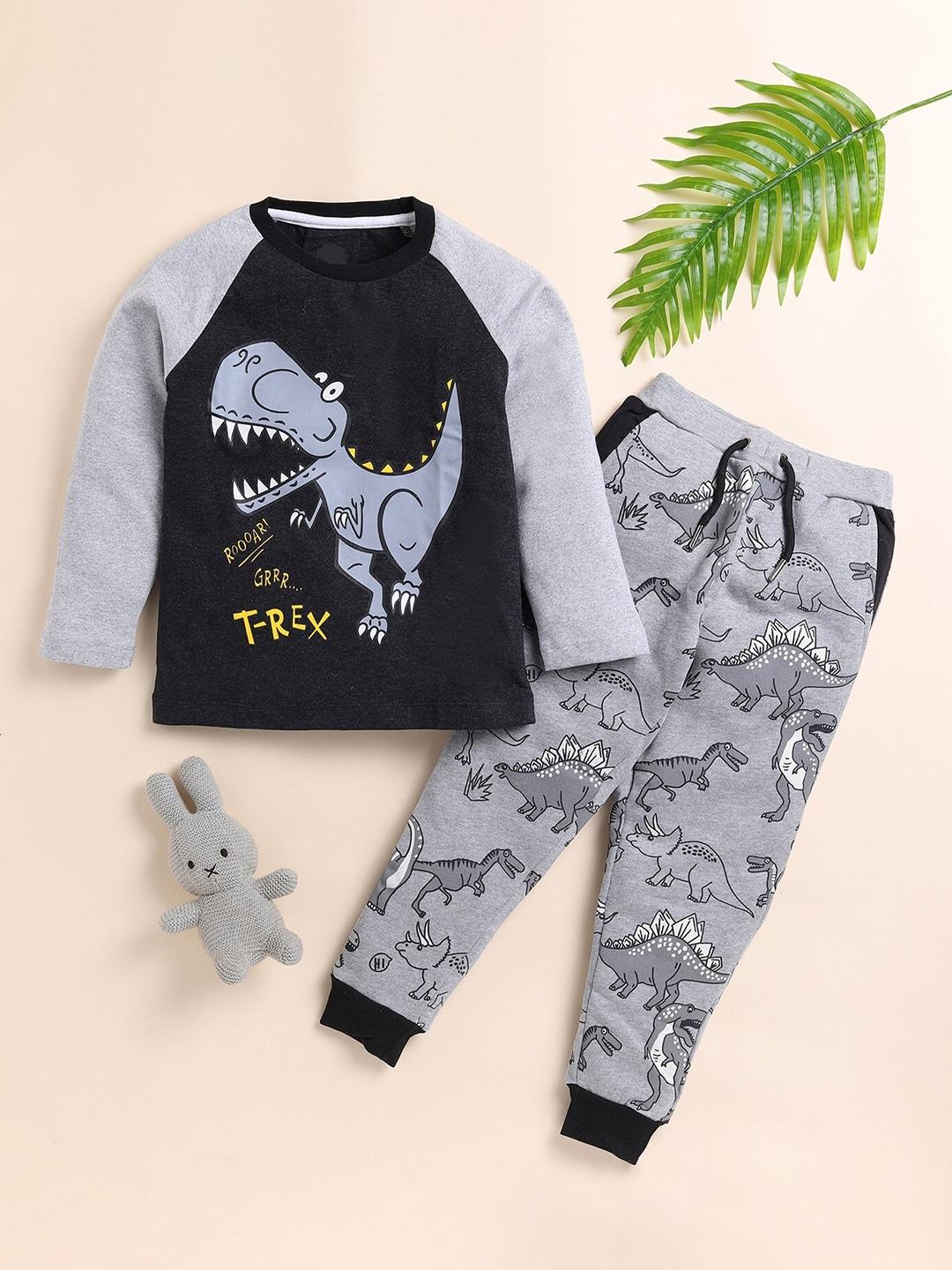 Lazy Shark Boys Graphic Printed Pure Cotton T-shirt With Trousers