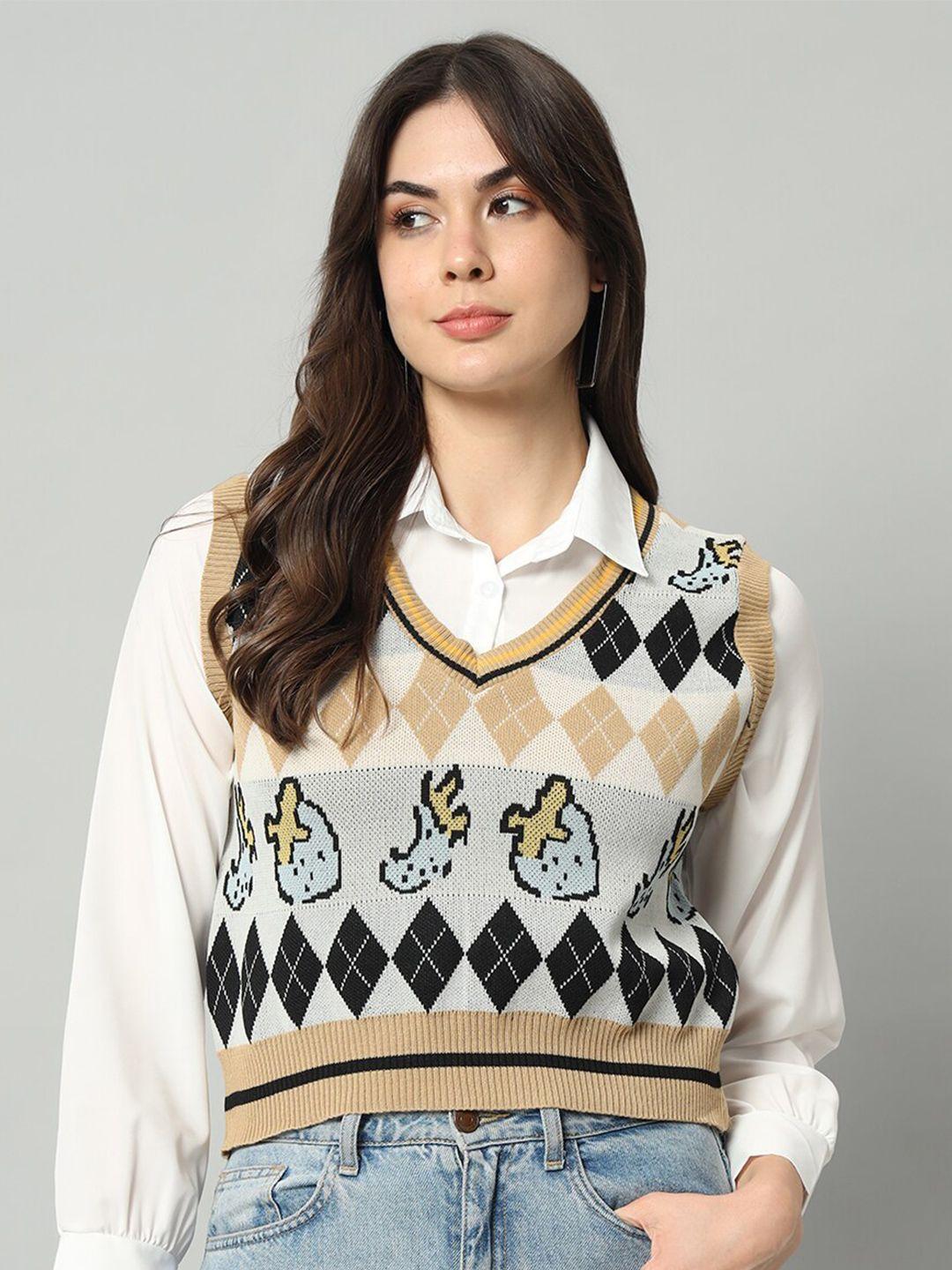 broowl-women-grey-&-multicoloured-printed-woollen-sweater-vest