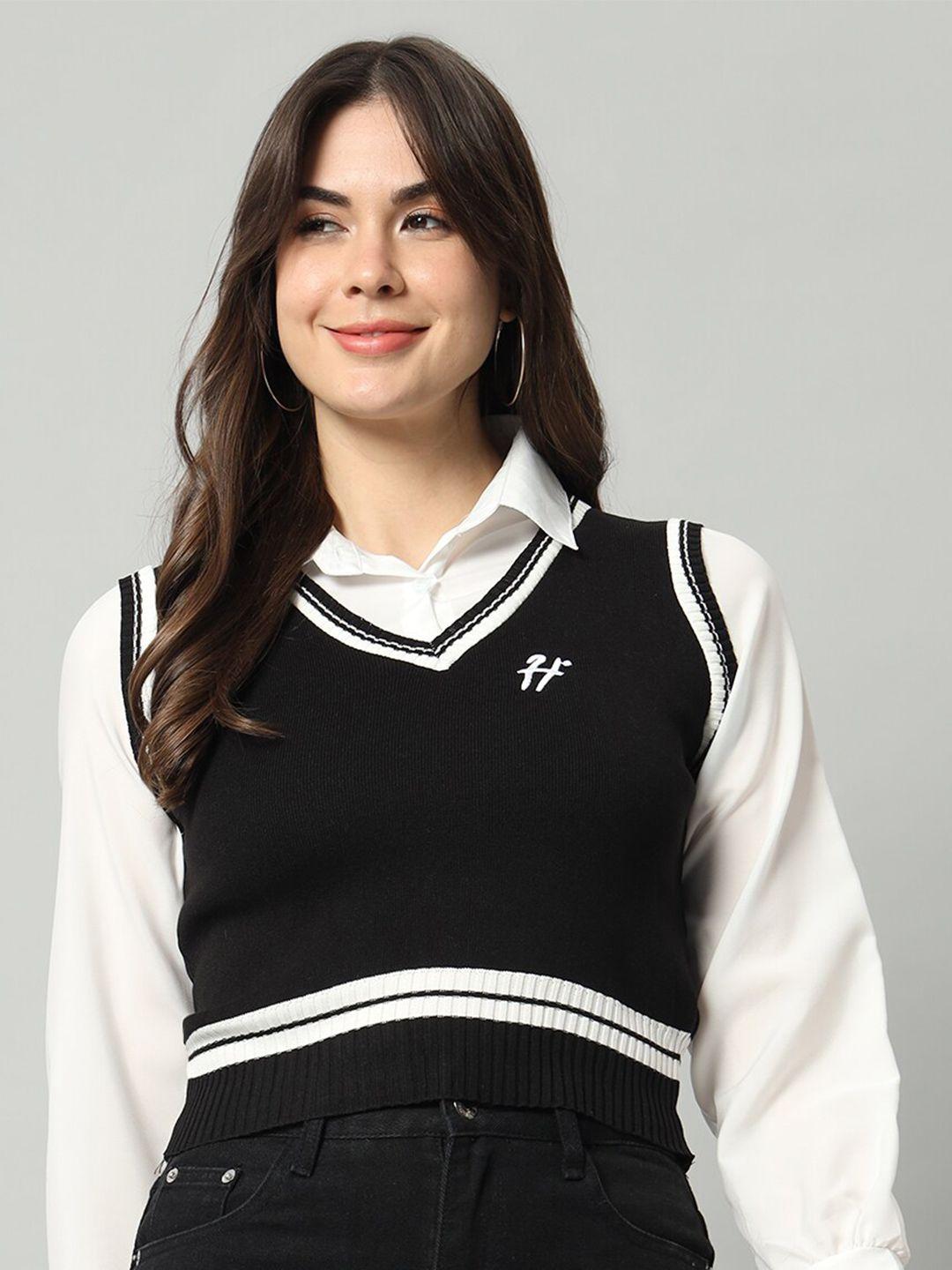 broowl-women-black-&-white-woollen-sweater-vest