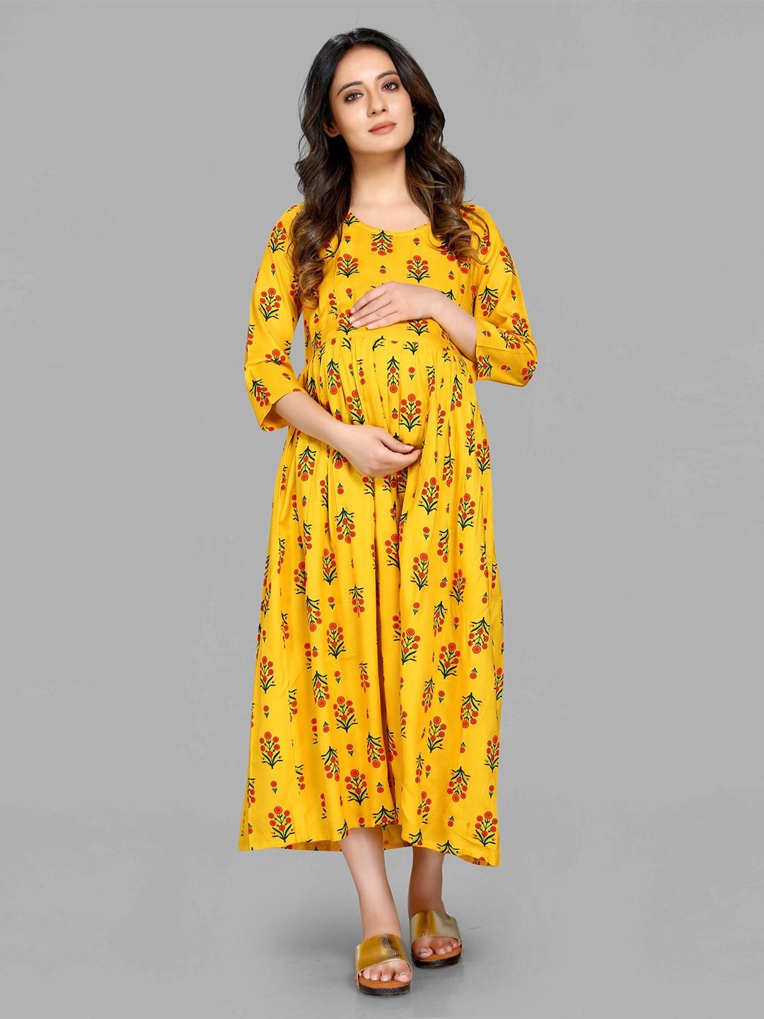 maiyee-floral-printed-v-neck-gathered-maternity-a-line-ethnic-dress