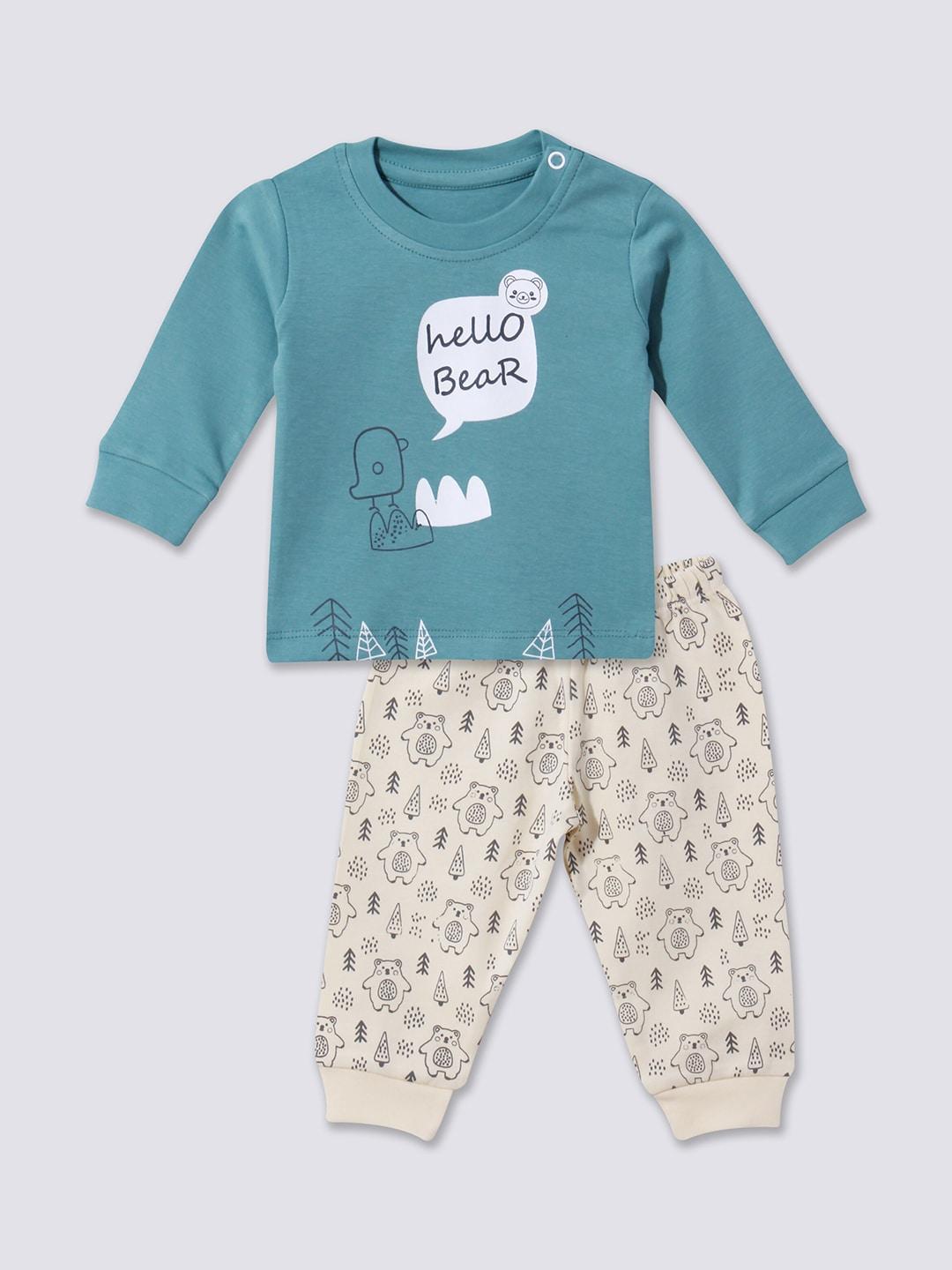 Moms Love Infant Boys Printed T-shirt with Pyjamas