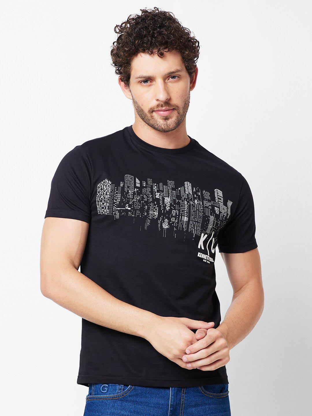 Kenneth Cole Graphic Printed Pure Cotton Slim Fit T-shirt