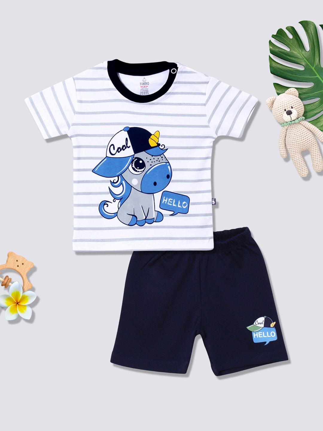 Moms Love Infant Boys Printed Pure Cotton T-Shirt With Shorts