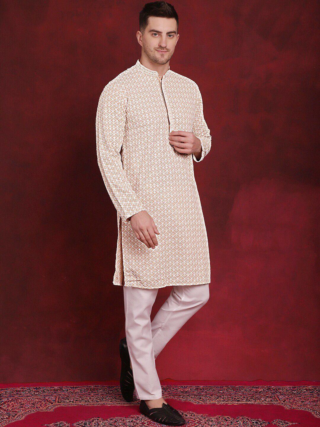 jompers-embroidered-regular-sequinned-pure-cotton-kurta-with-pyjamas