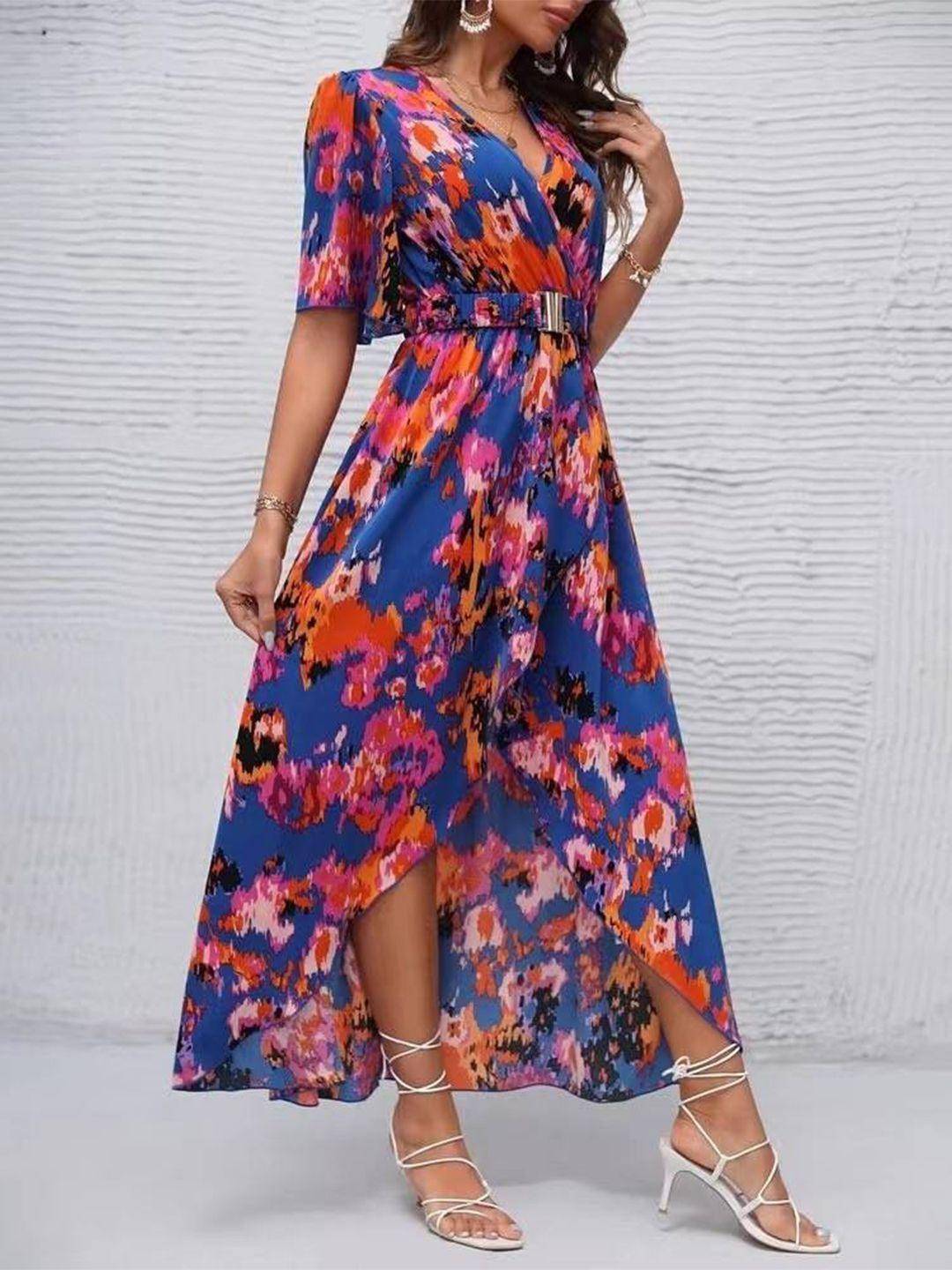 stylecast-blue-&-orange-tie-and-dye-printed-v-neck-short-sleeve-casual-a-line-maxi-dress