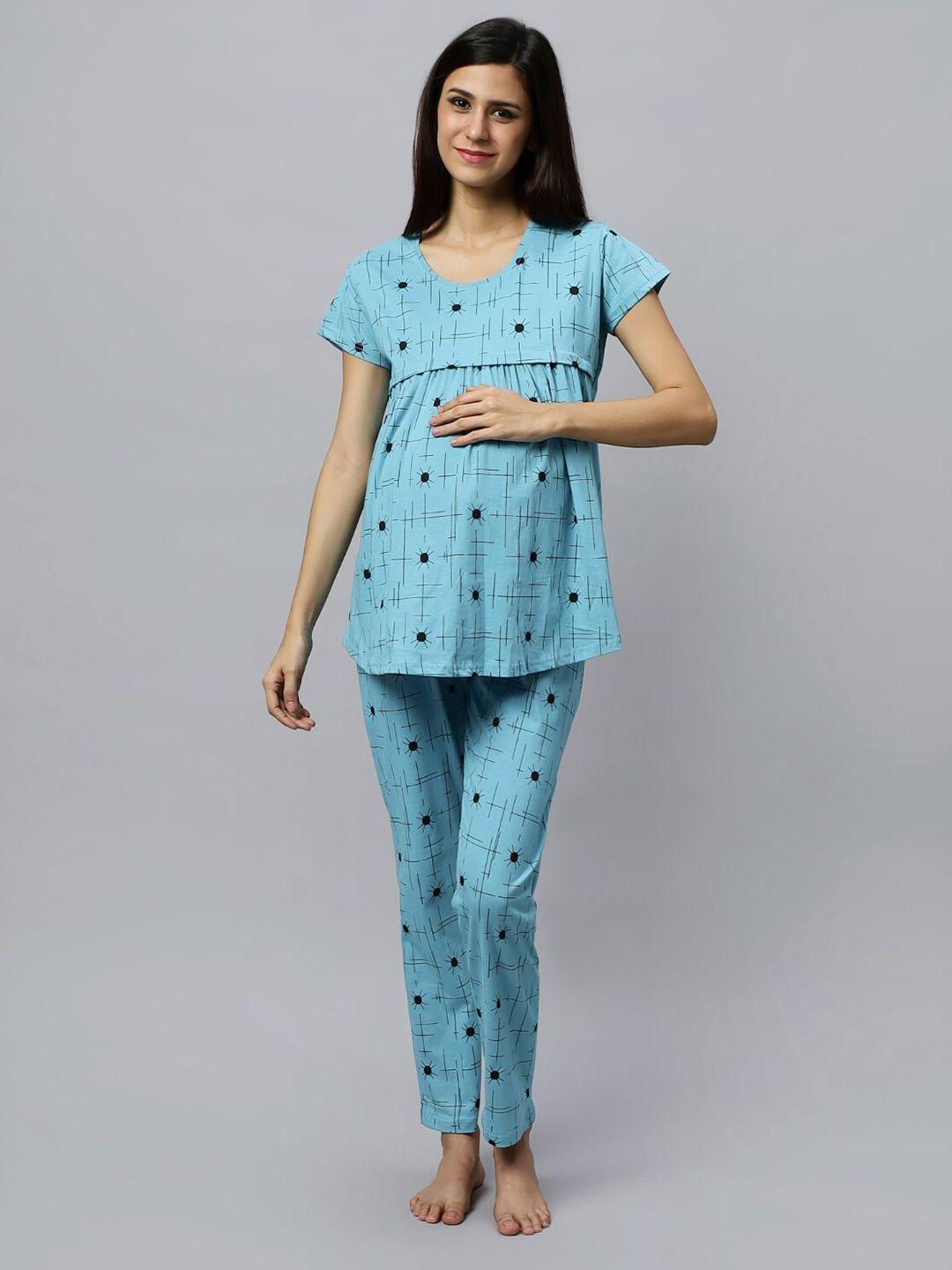 DZZO Printed Pure Cotton Maternity Night suits