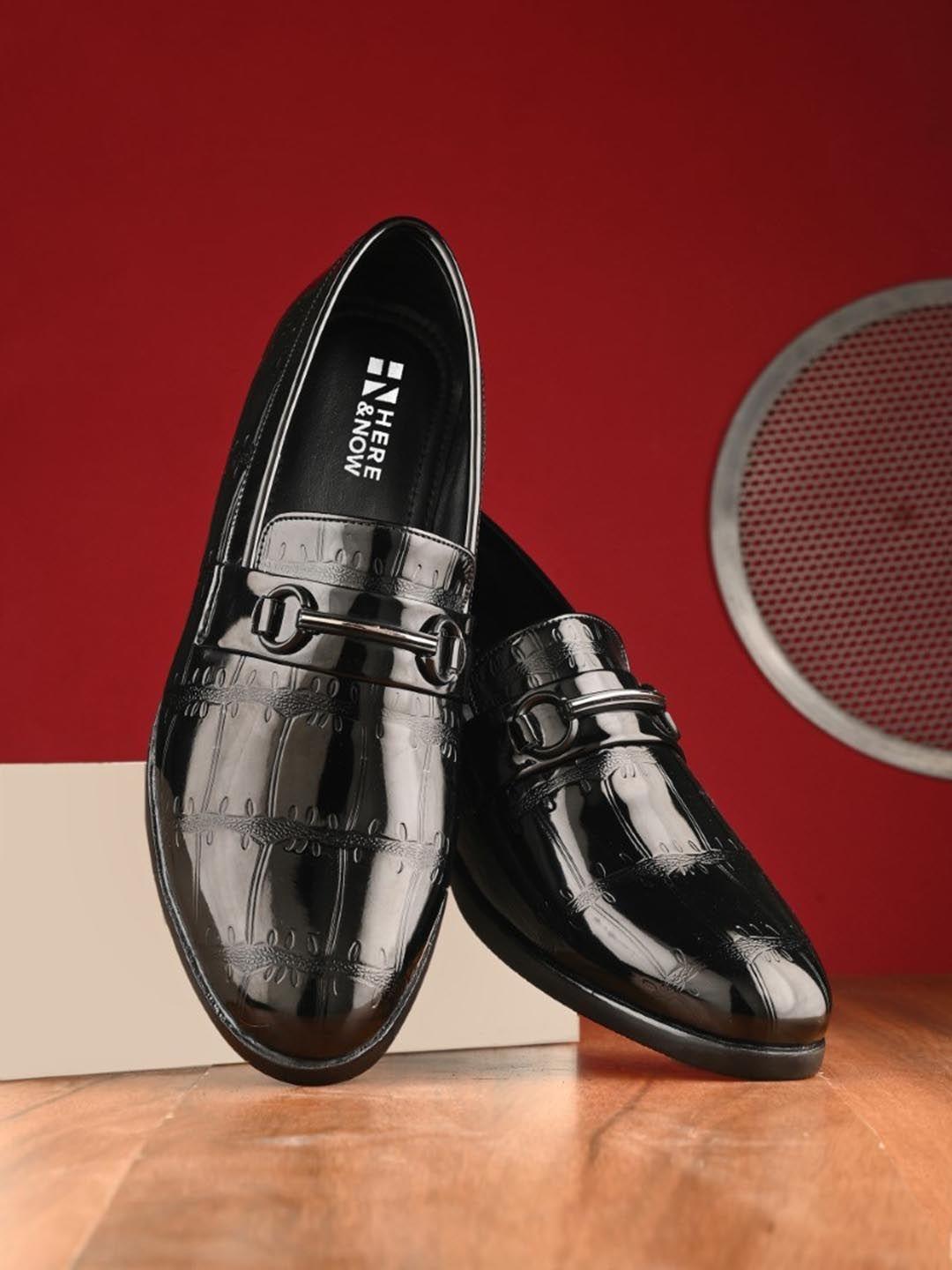 HERE&NOW Men Textured Slip-On Formal Loafers
