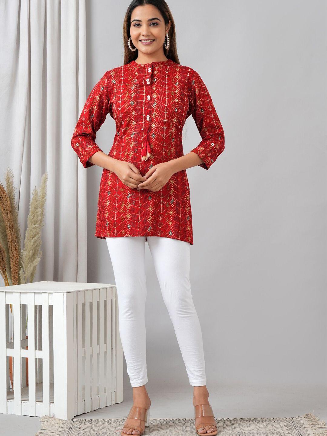 here&now-red-floral-printed-liva-kurti