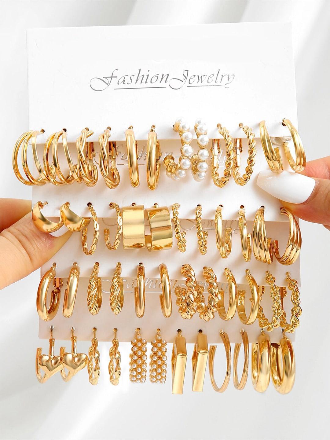 Shining Diva Fashion Gold-Toned Hoop Earrings