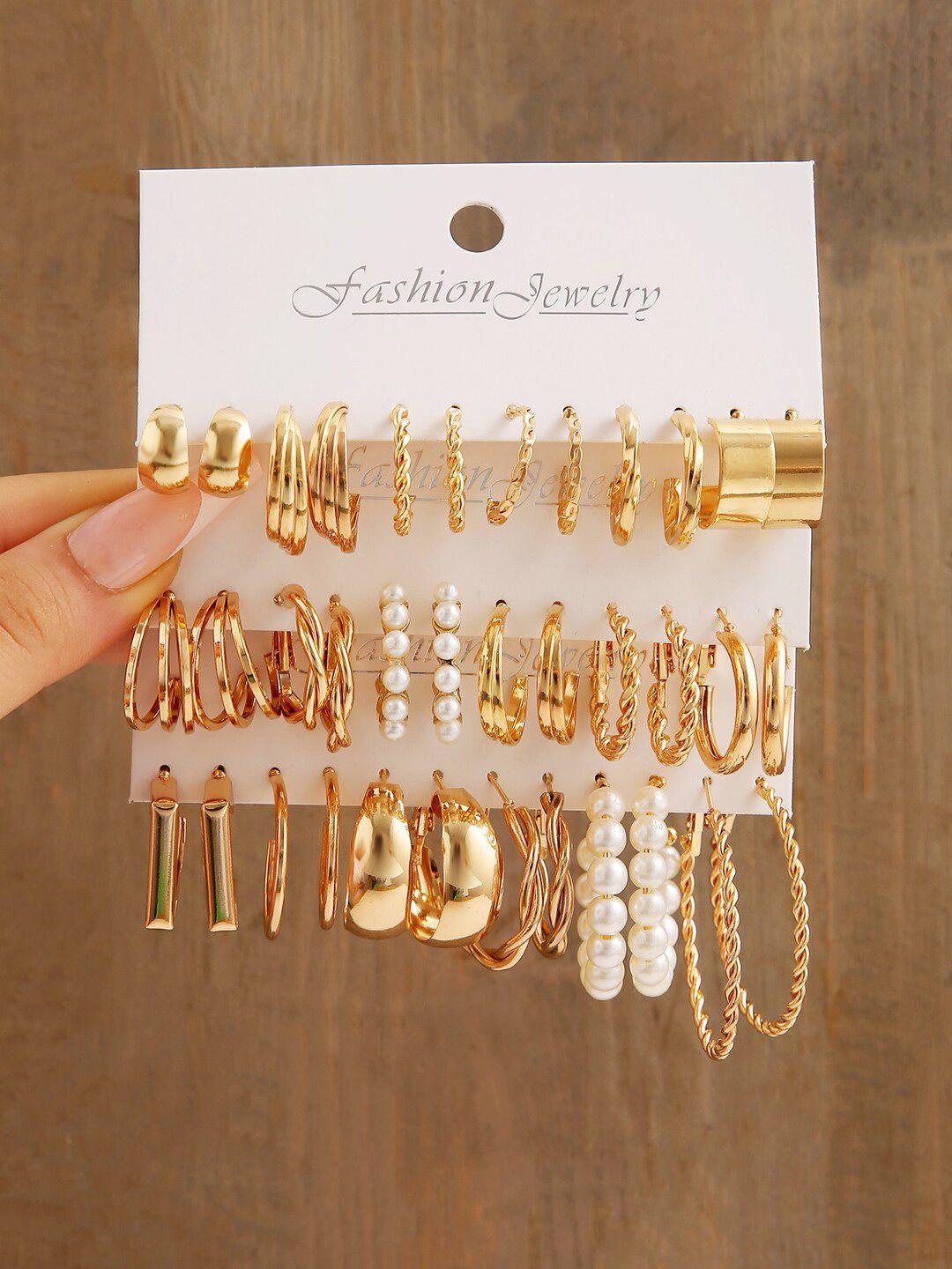 Shining Diva Fashion Gold-Toned Hoop Earrings