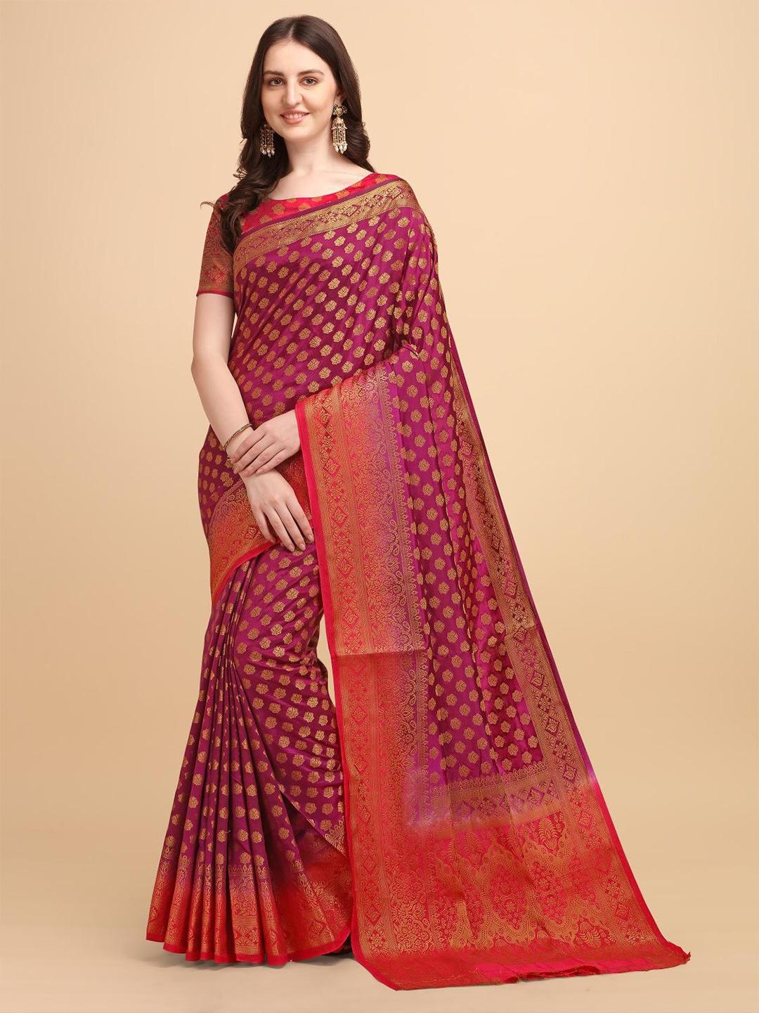LIMDO Floral Woven Design Zari Pure Silk Banarasi Saree