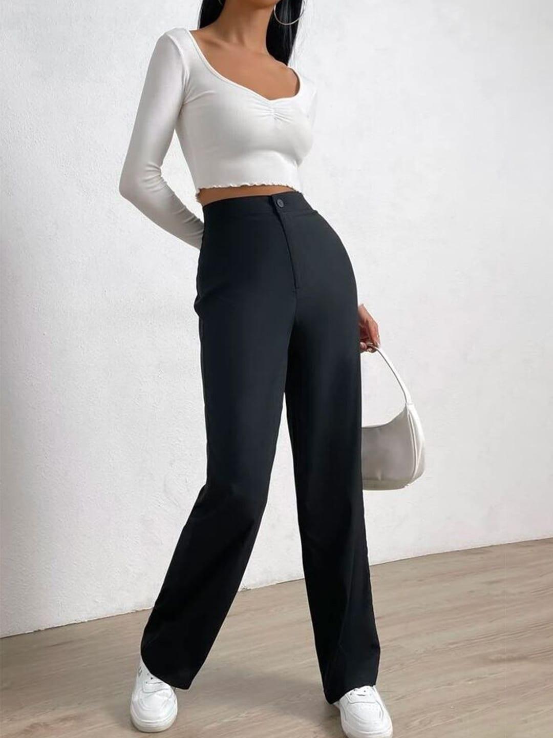 visit-wear-women-straight-fit-high-rise-pleated-parallel-trousers