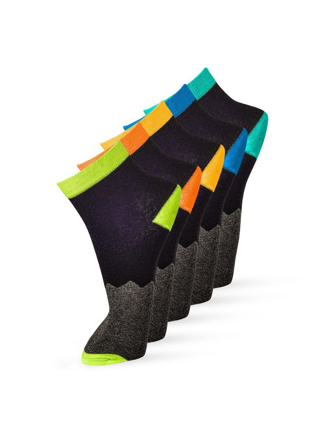 frenchie-men-pack-of-5-assorted-colourblocked-cotton-ankle-length-socks