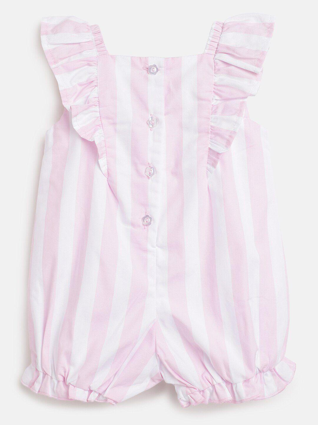 Chicco Infant Girls Striped Pure Cotton Rompers