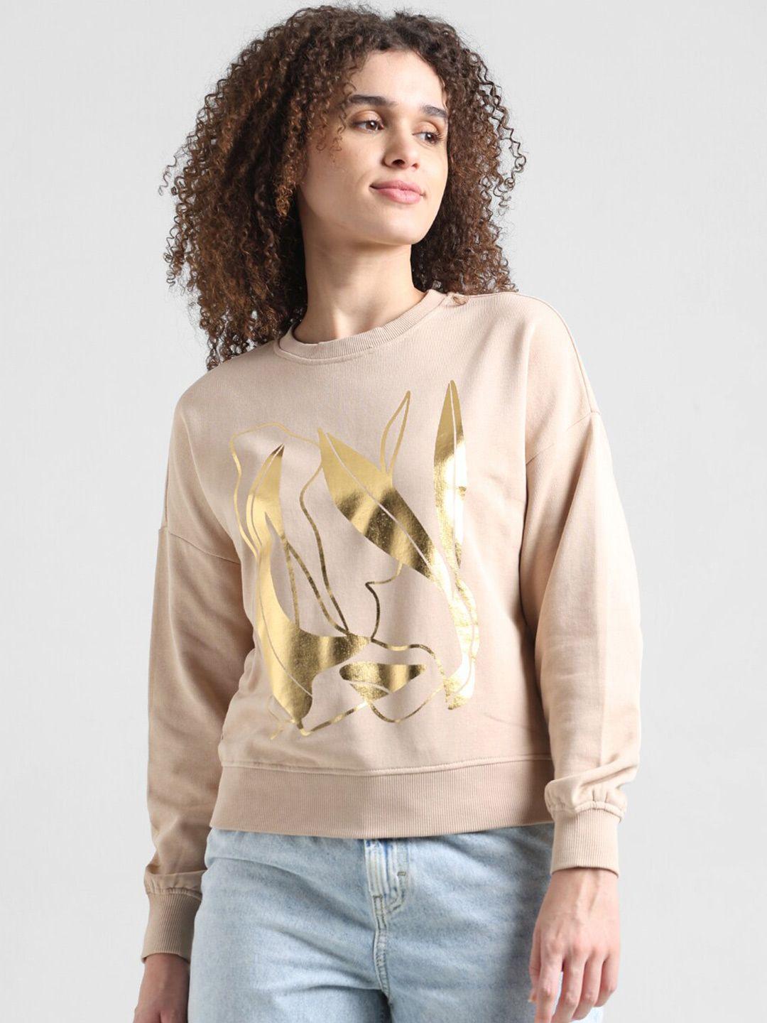 ONLY Graphic Printed Pullover Pure Cotton Sweatshirt