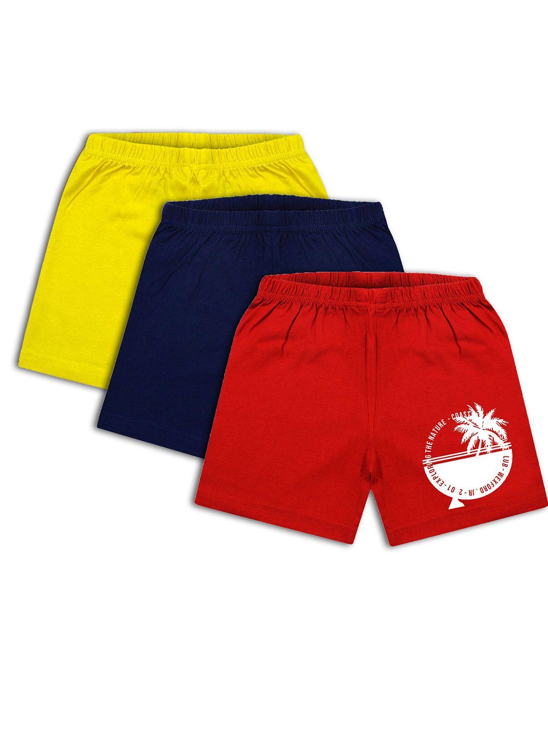 CoolTees4U Boys Pack Of 3 Printed Mid Rise Cotton Shorts