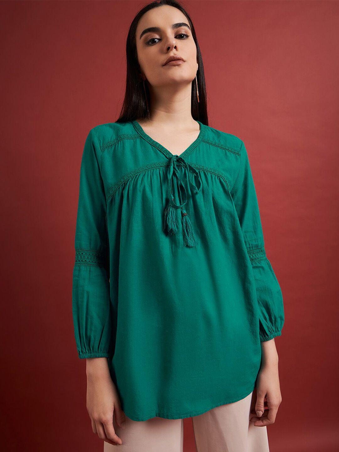 dressberry-tie-up-neck-ethnic-cotton-cuffed-sleeves-top