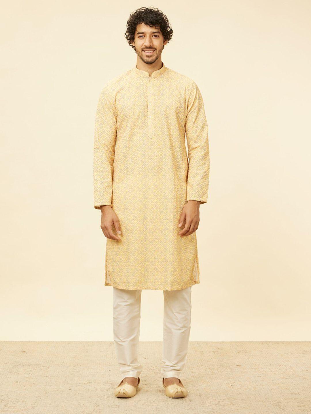 manyavar-mandarin-collar-long-sleeves-embroidered-straight-kurta-with-pyjamas