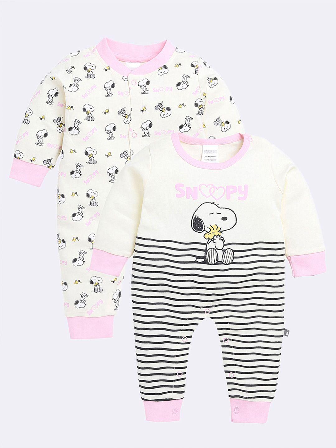 Moms Love Infant Girls Pack Of 2 Printed Organic Cotton Rompers