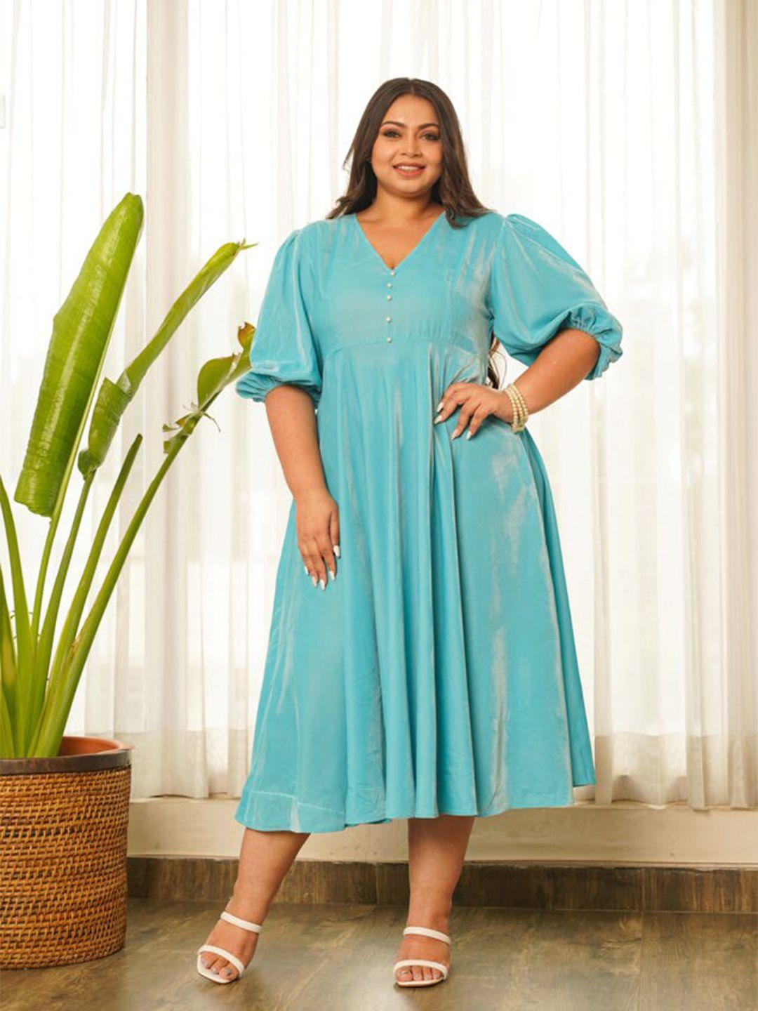 nangalia-ruchira-puff-sleeve-short-sleeves-layered-velvet-a-line-cotton-dress