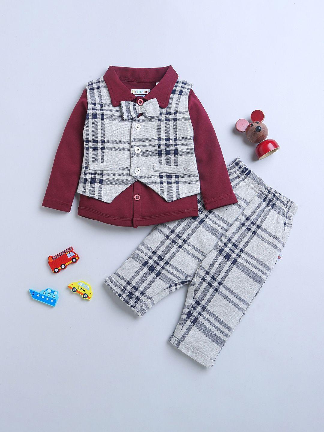 BUMZEE Boys Pure Cotton Clothing Set With Waistcoat & Bow