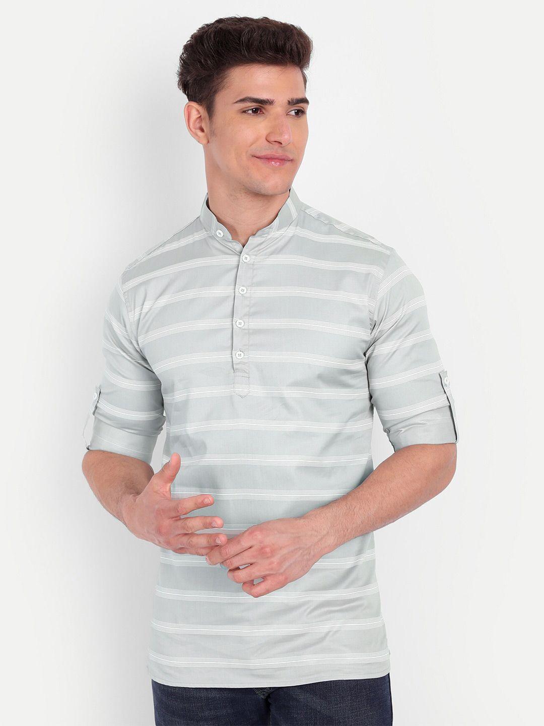 vida-loca-striped-mandarin-collar-roll-up-sleeves-pure-cotton-kurta