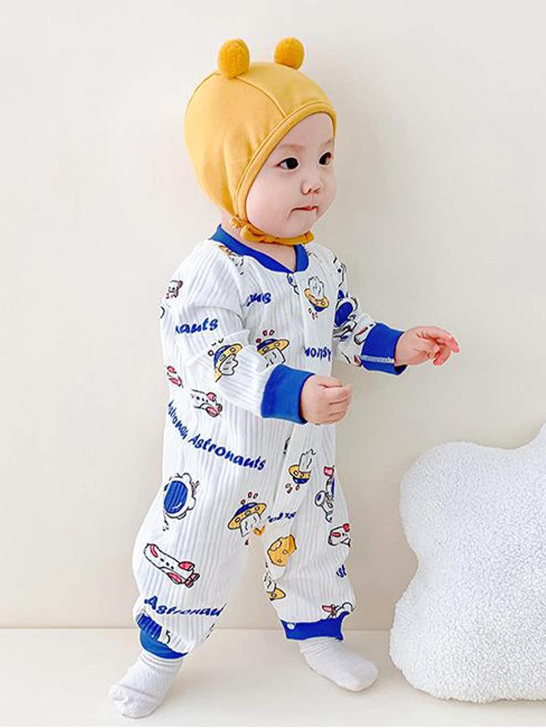 StyleCast Infant Boys Blue Printed Cotton Rompers