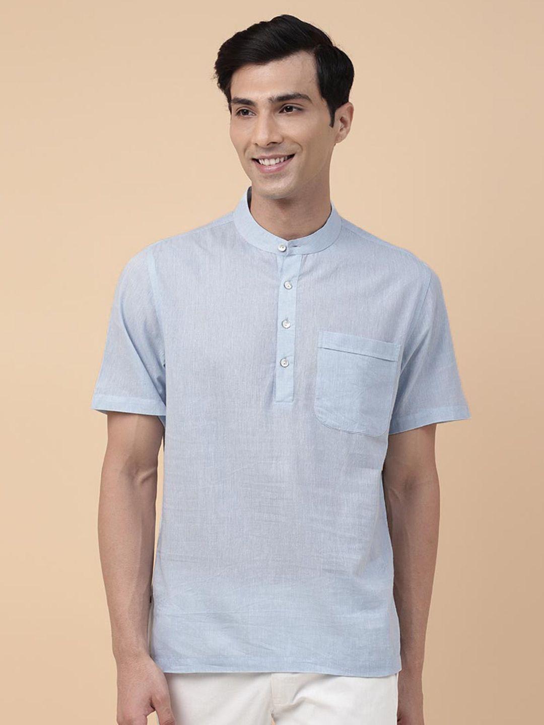 fabindia-mandarin-collar-cotton-straight-mid-placket-shirt
